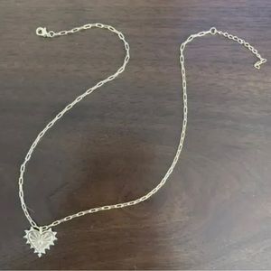Hespera “Savage” Heart Necklace Yellow Gold Color Paper Clip 18" Chain NEW